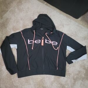Bebe Black and Pink Bomber Lightweight Jacket Sz Large